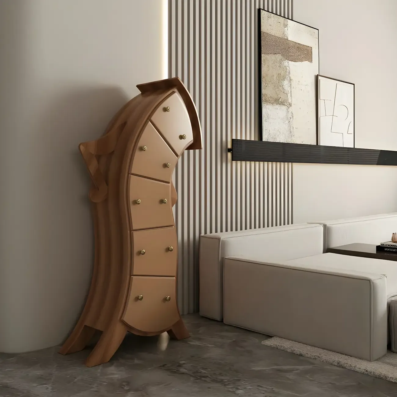 Moedern Wood Vertical Lingerie Chest Anthropomorphic Design Image - 17