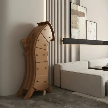 Moedern Wood Vertical Lingerie Chest Anthropomorphic Design Image - 17