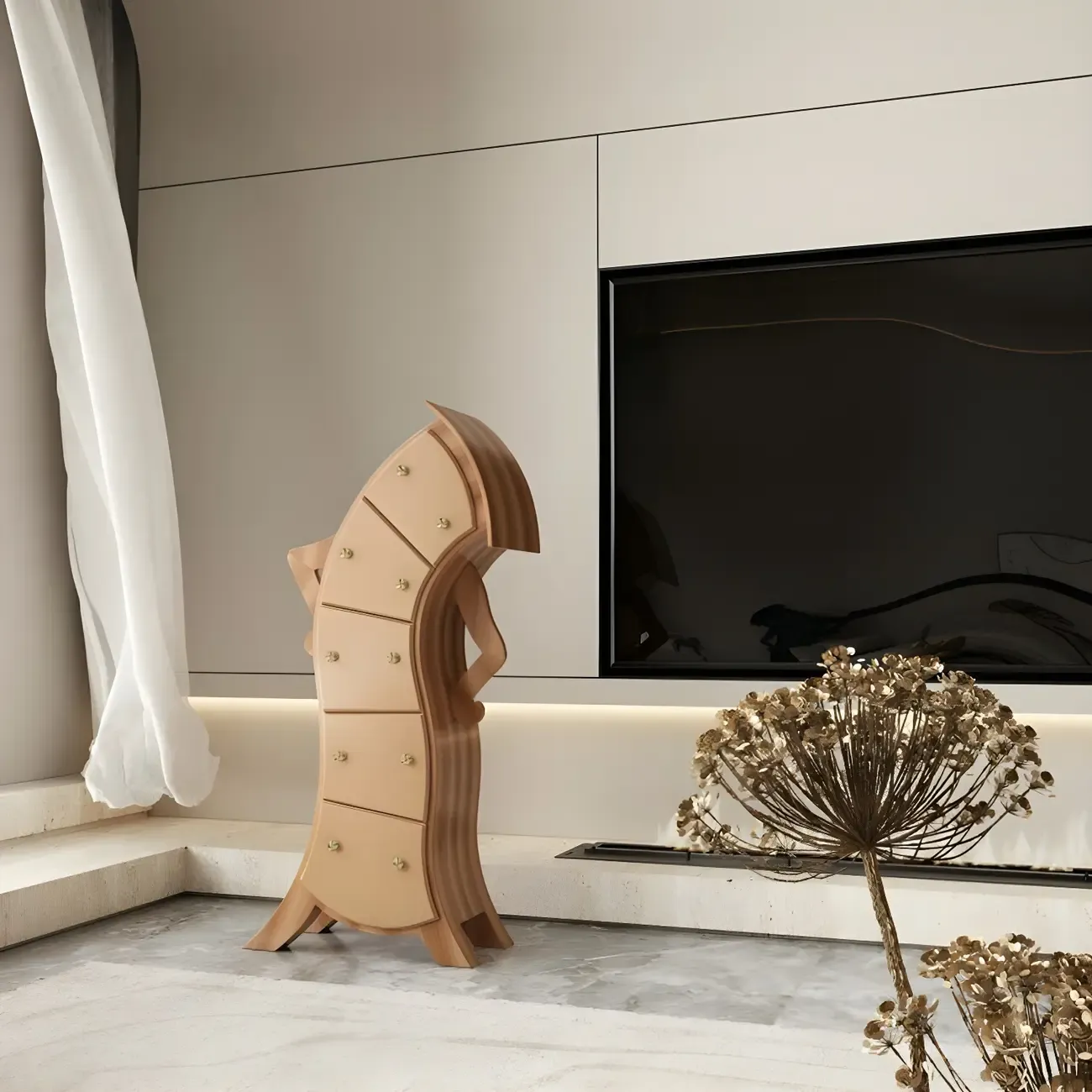 Moedern Wood Vertical Lingerie Chest Anthropomorphic Design Image - 18