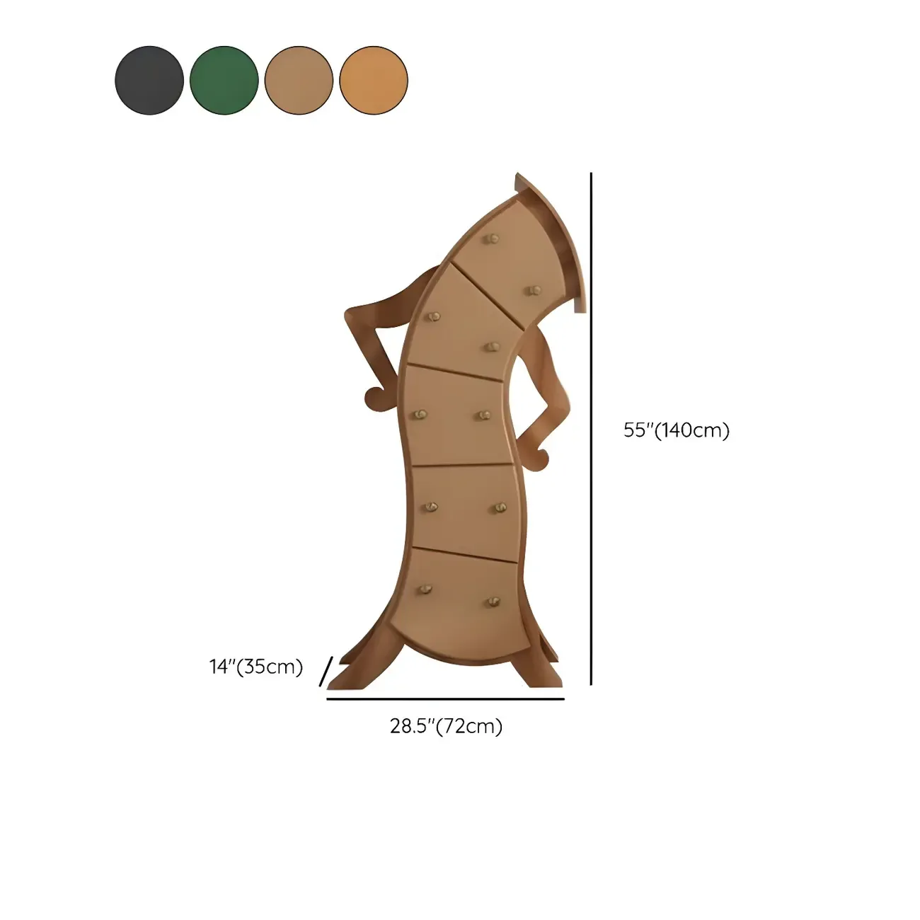 Moedern Wood Vertical Lingerie Chest Anthropomorphic Design #size