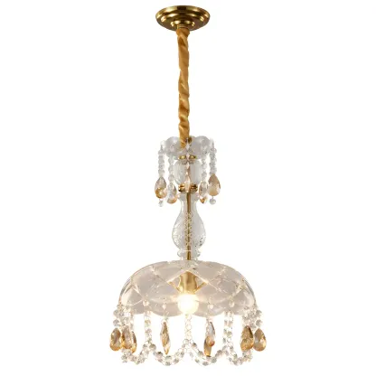 Luxury Dome Clear Crystal Pendant Light Adjustable Height Image - 6