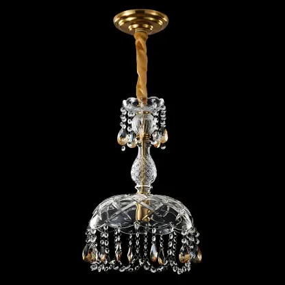 Luxury Dome Clear Crystal Pendant Light Adjustable Height Image - 10