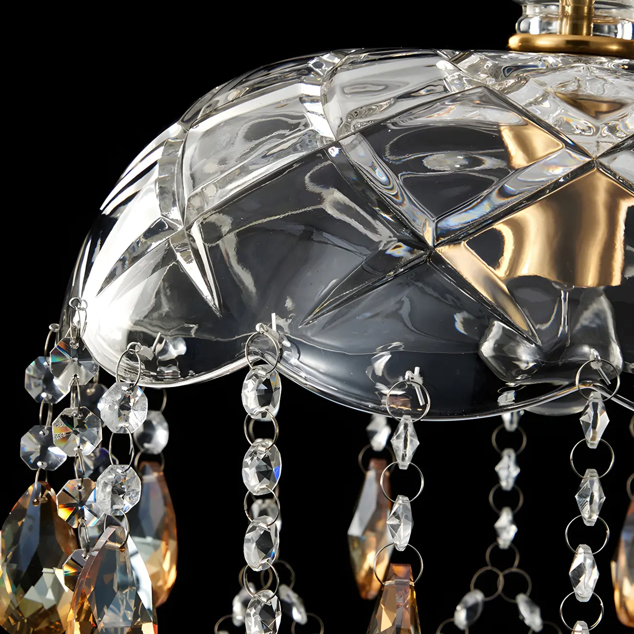 Luxury Dome Clear Crystal Pendant Light Adjustable Height Image - 12 | homeyfad