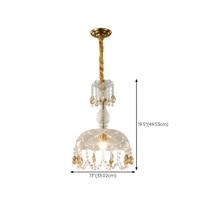 Luxury Dome Clear Crystal Pendant Light Adjustable Height Image - 19