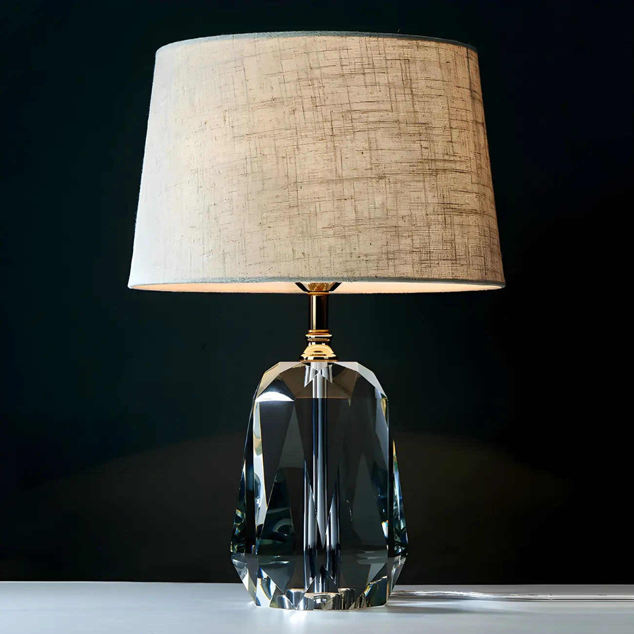 Luxury Crystal Base LED Fabric Table Lamp for Residential Use Image - 2 | homeyfad