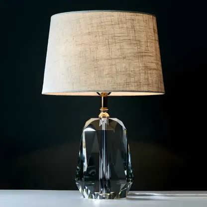 Luxury Crystal Base LED Fabric Table Lamp for Residential Use Image - 2