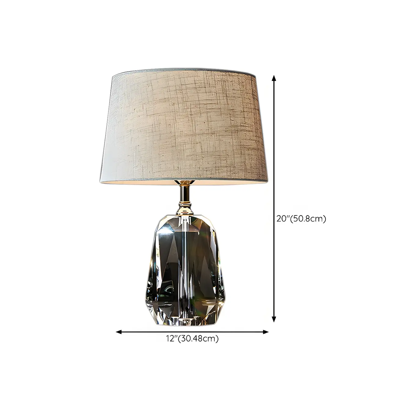 Luxury Crystal Base LED Fabric Table Lamp for Residential Use #size | homeyfad