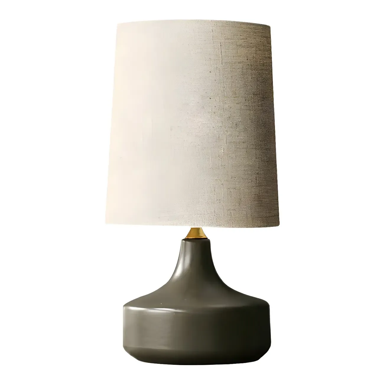 Modern Ceramic Barrel Bedside Table Lamp with Linen Shade Image - 12