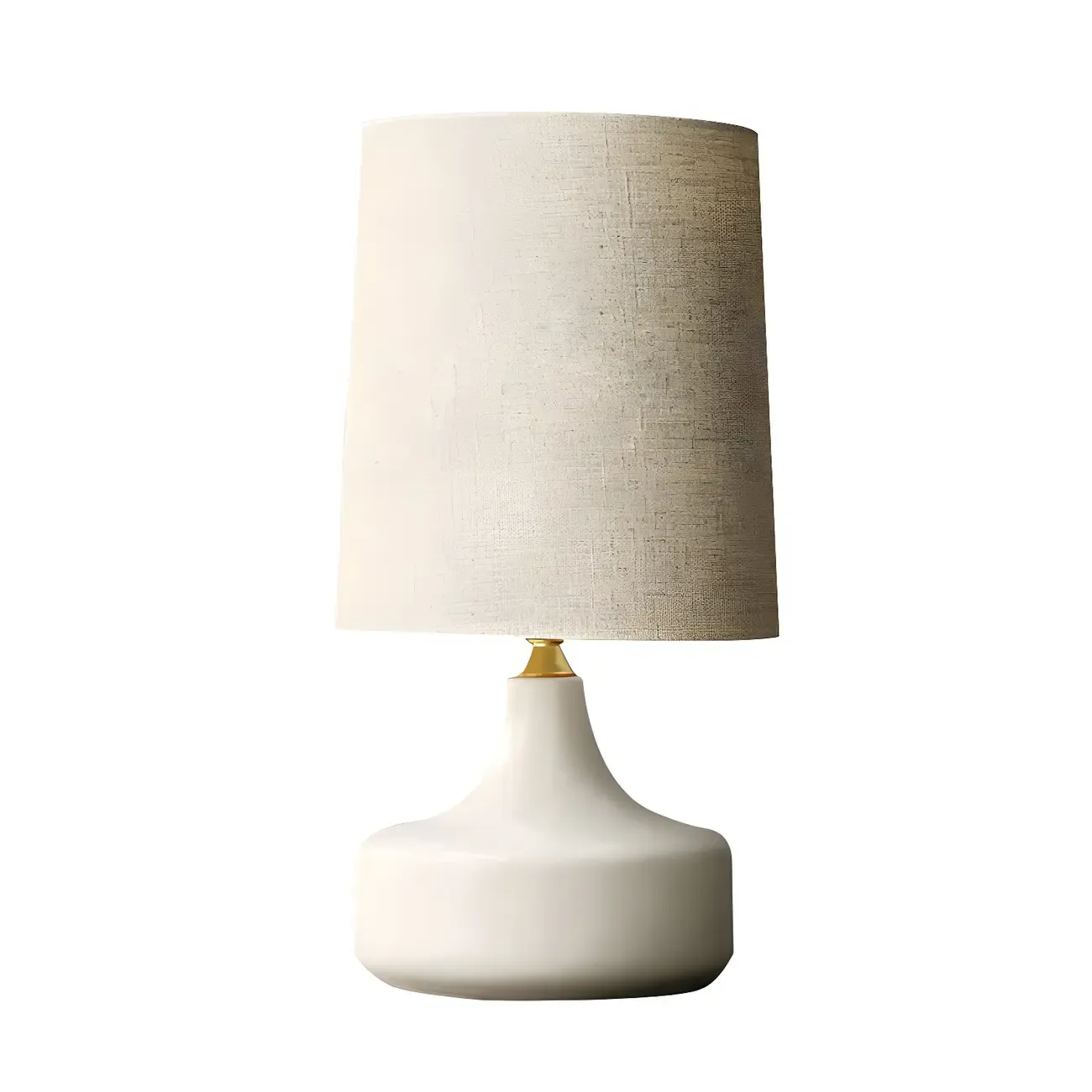 Modern Ceramic Barrel Bedside Table Lamp with Linen Shade Image - 15