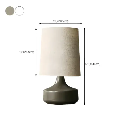 Modern Ceramic Barrel Bedside Table Lamp with Linen Shade #size
