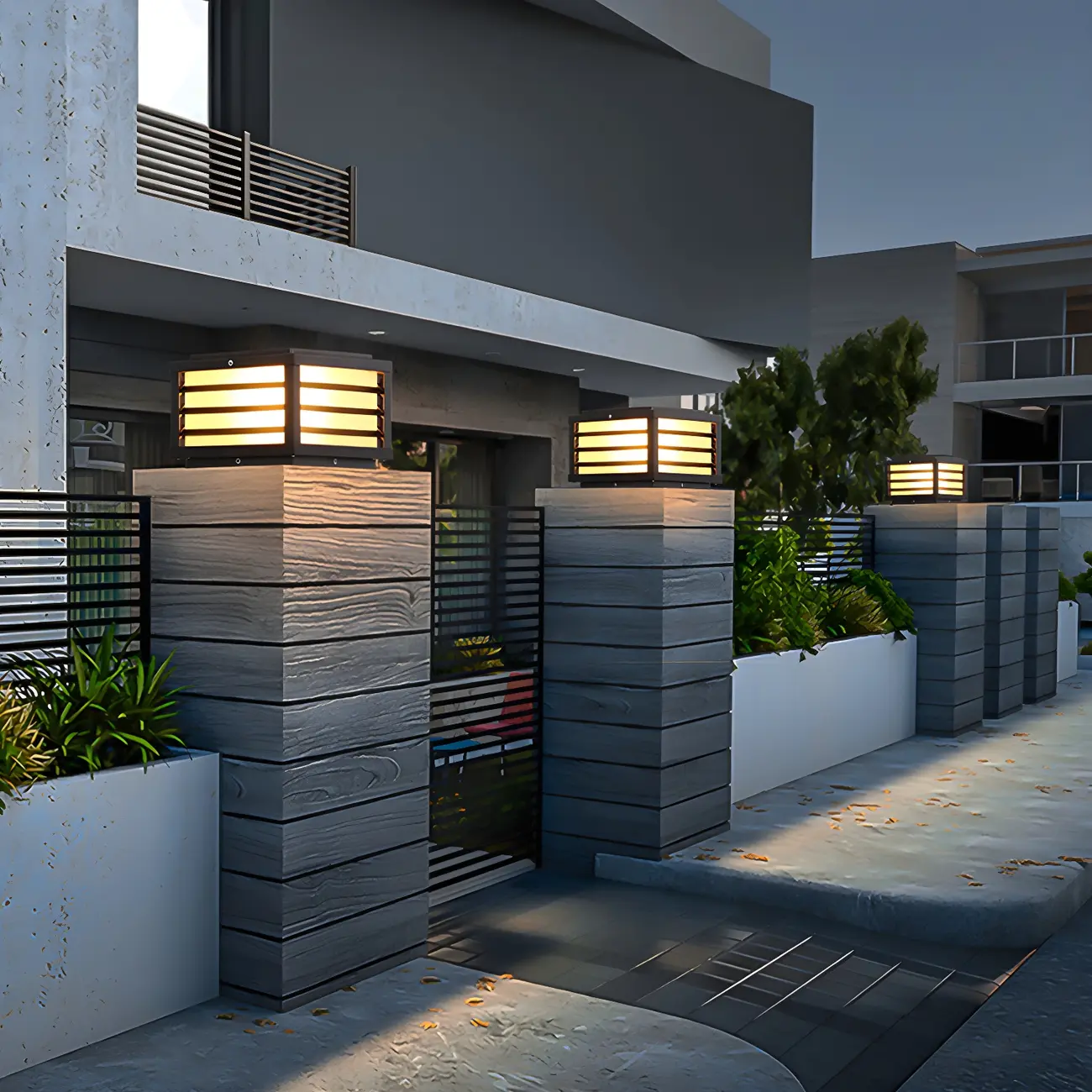 Outdoor Rectangle Solar LED Post Light in All Weather Image - 4 | homeyfad