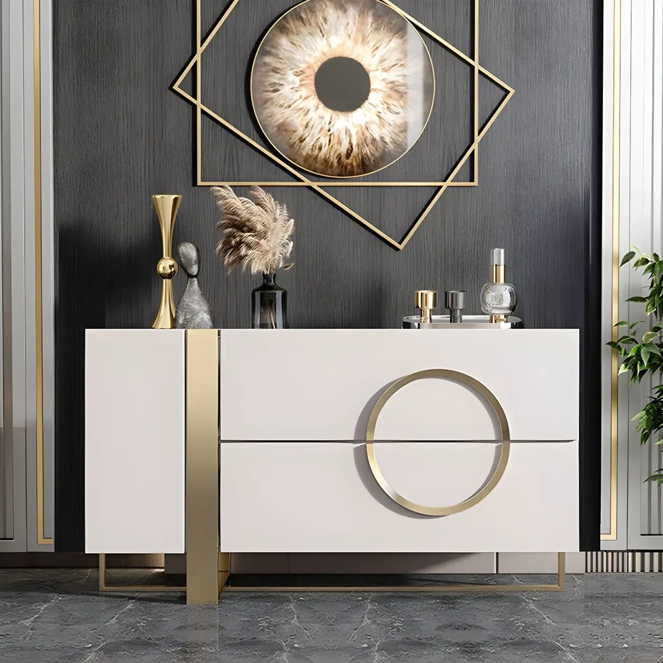 Glam White Wooden Combo Dresser with Storage for Bedroom Image - 4