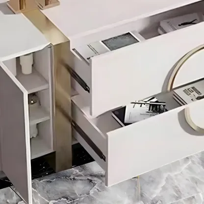 Glam White Wooden Combo Dresser with Storage for Bedroom Image - 8