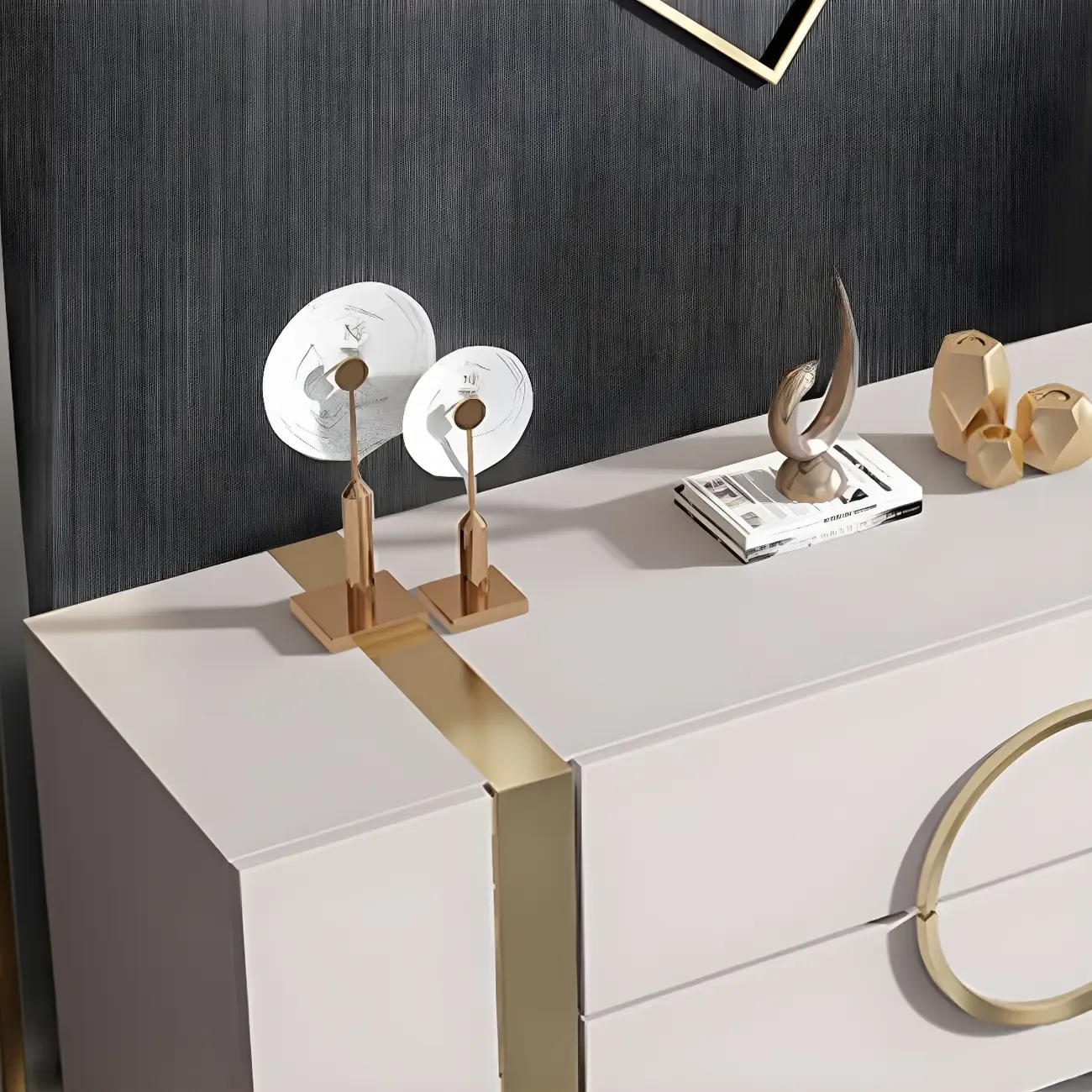 Glam White Wooden Combo Dresser with Storage for Bedroom Image - 11