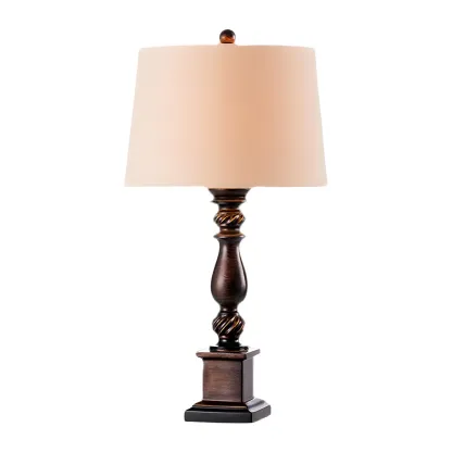 Traditional Brown Resin LED Table Lamp for Bedside Lighting Image - 5
