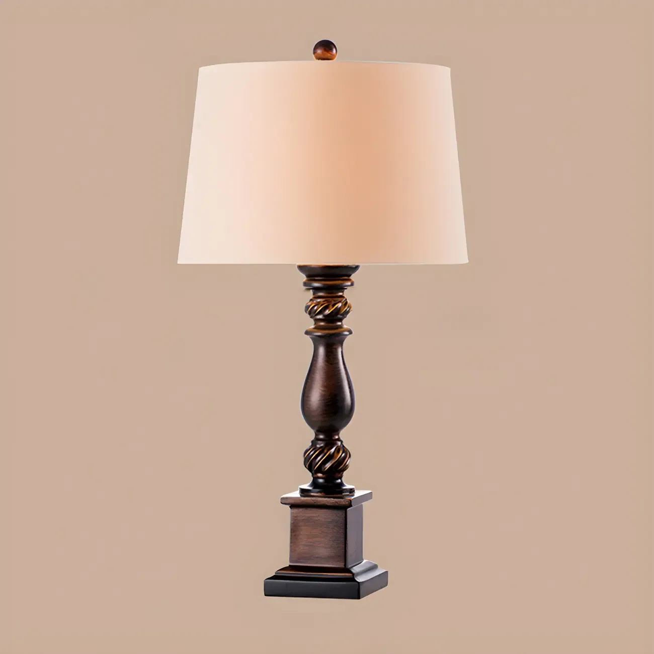 Traditional Brown Resin LED Table Lamp for Bedside Lighting Image - 6