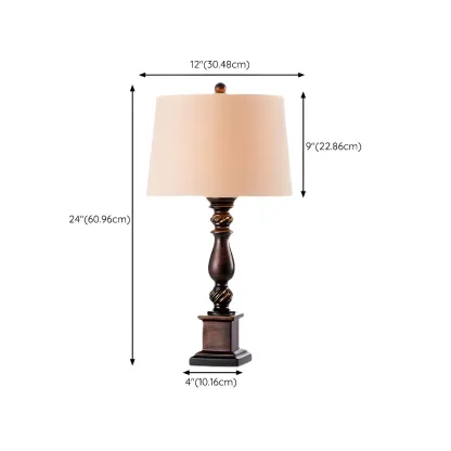 Traditional Brown Resin LED Table Lamp for Bedside Lighting #size