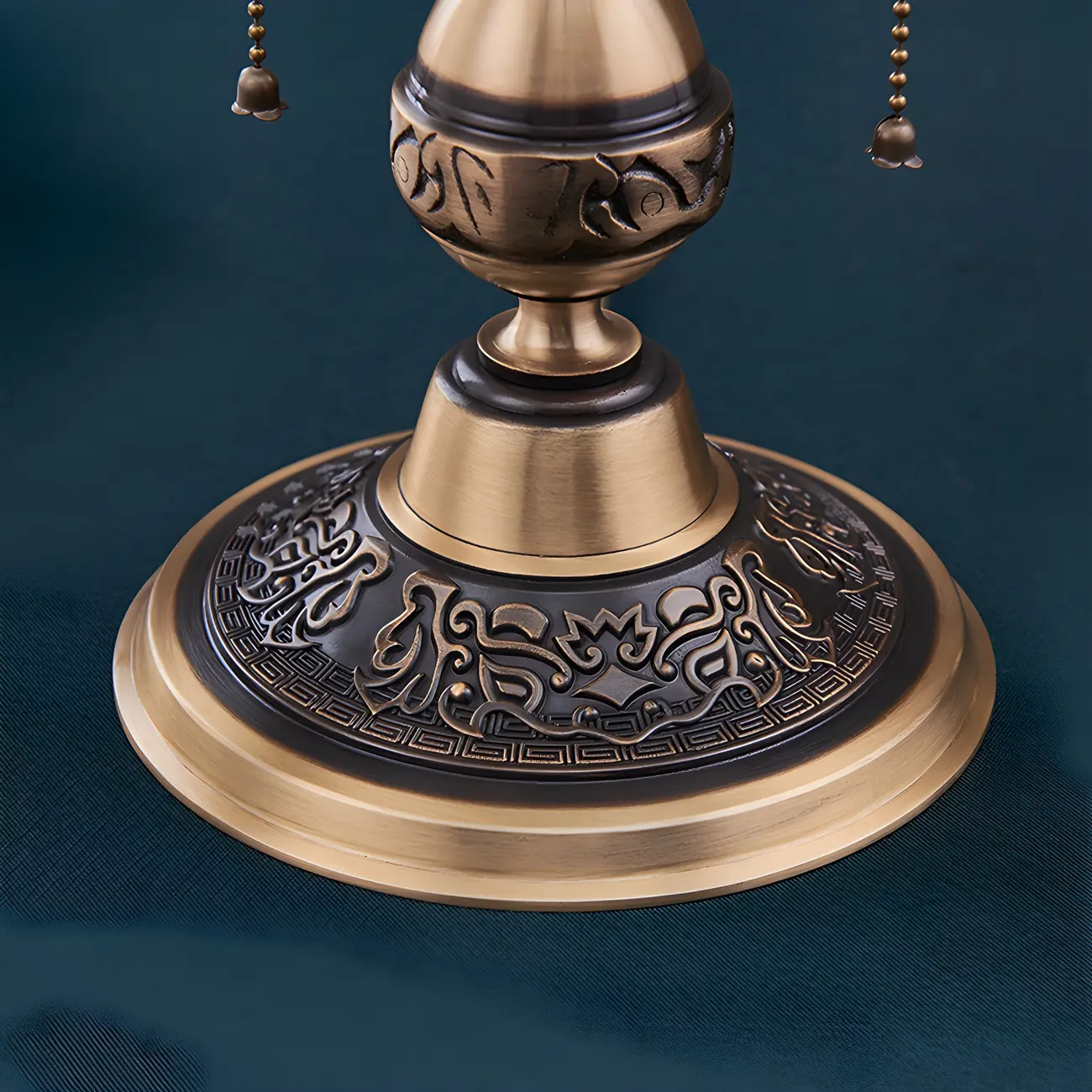 Vintage Luxury Dome Shape Table Lamp Brass and Glass Image - 8 | homeyfad