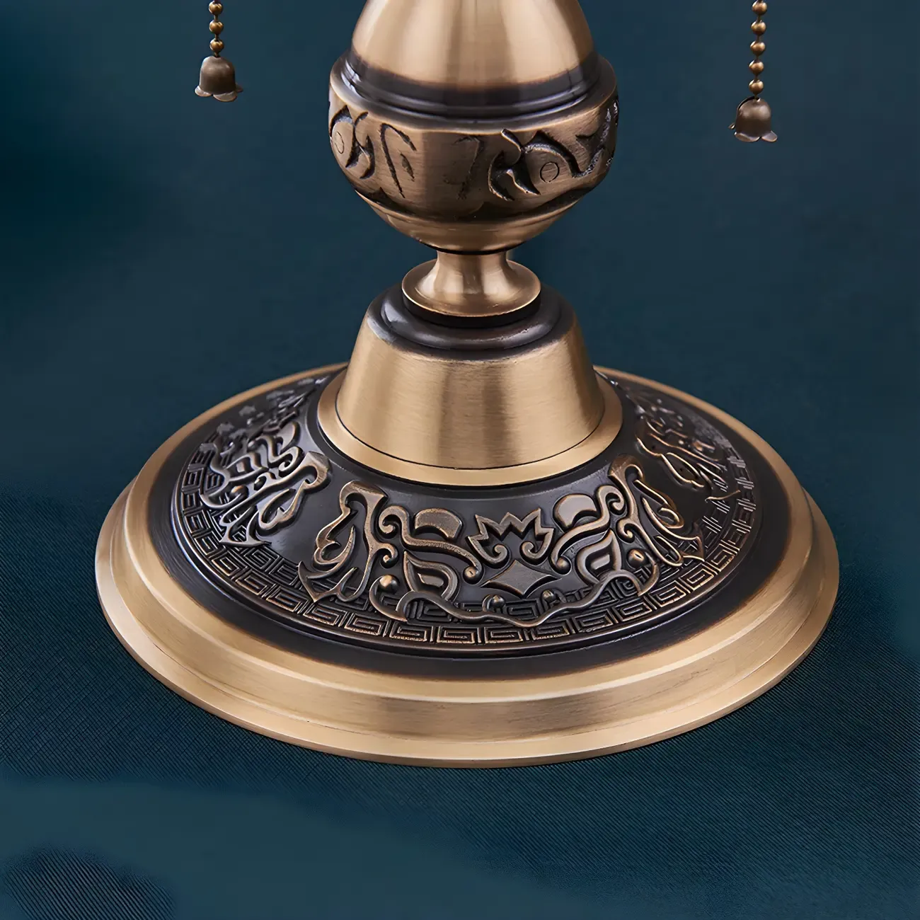 Vintage Luxury Dome Shape Table Lamp Brass and Glass Image - 8