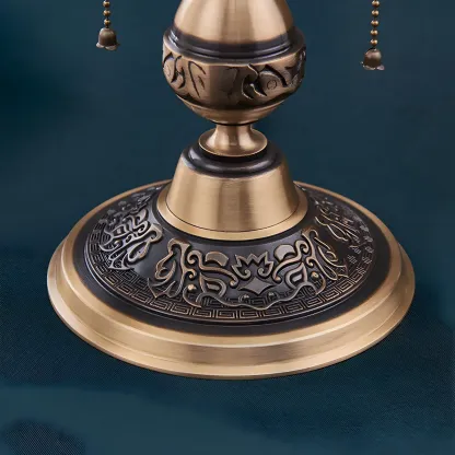 Vintage Luxury Dome Shape Table Lamp Brass and Glass Image - 8