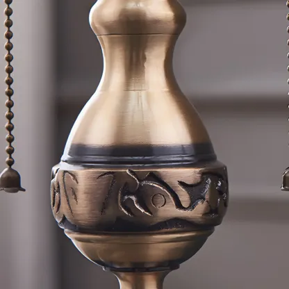 Vintage Luxury Dome Shape Table Lamp Brass and Glass Image - 9