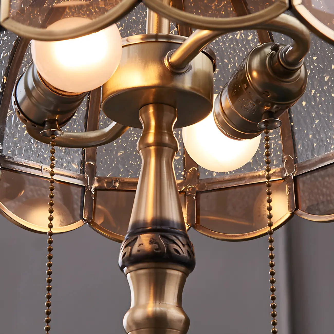 Vintage Luxury Dome Shape Table Lamp Brass and Glass Image - 4 | homeyfad