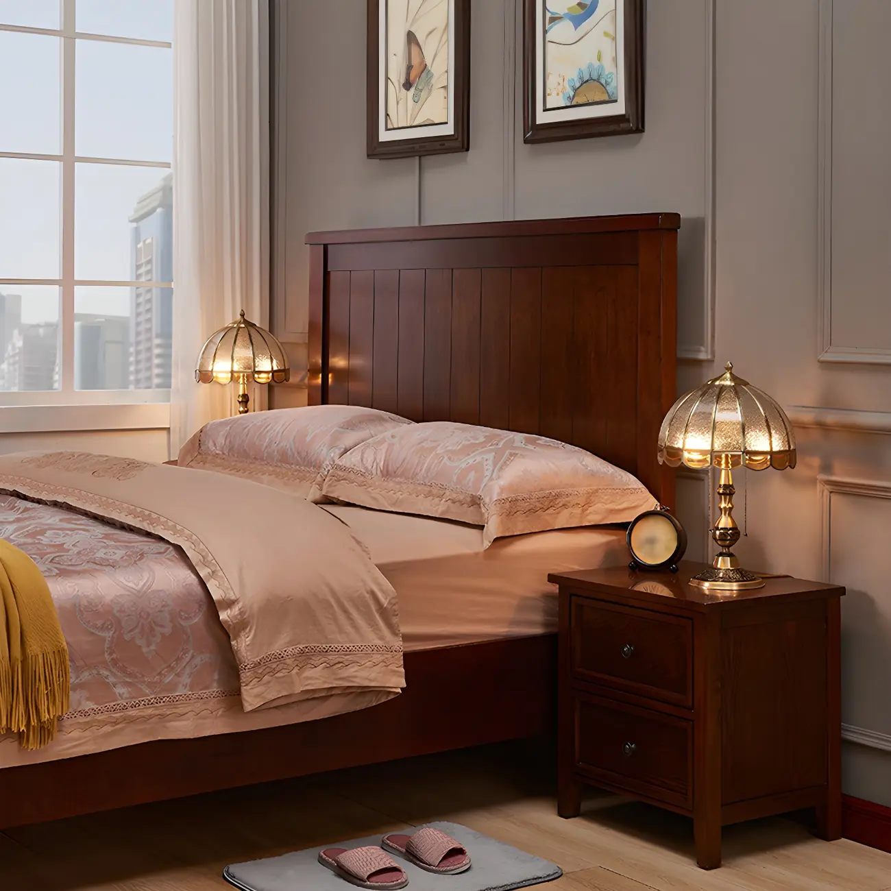 Vintage Luxury Dome Shape Table Lamp Brass and Glass Image - 11 | homeyfad