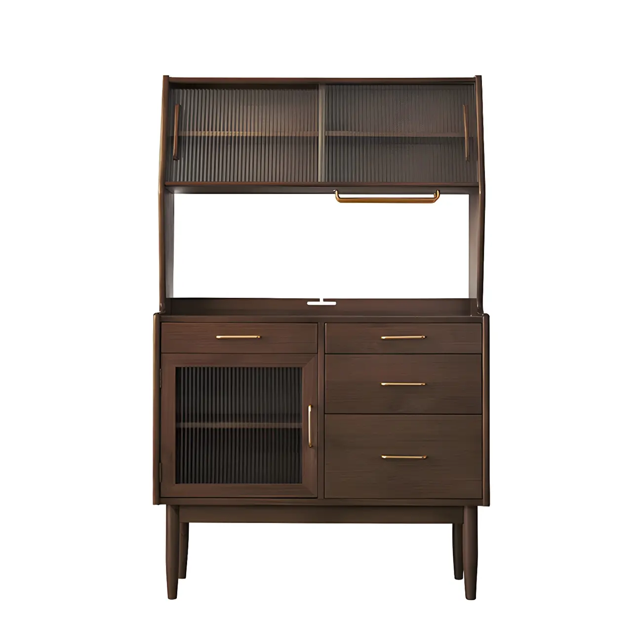 Retro Wooden Display Cabinet with Glass Doors for Kitchen Image - 9 | homeyfad