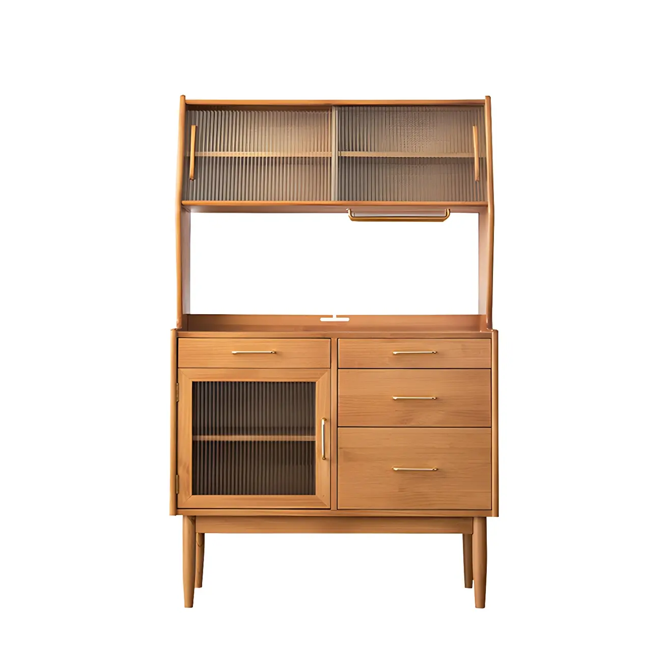 Retro Wooden Display Cabinet with Glass Doors for Kitchen Image - 10 | homeyfad