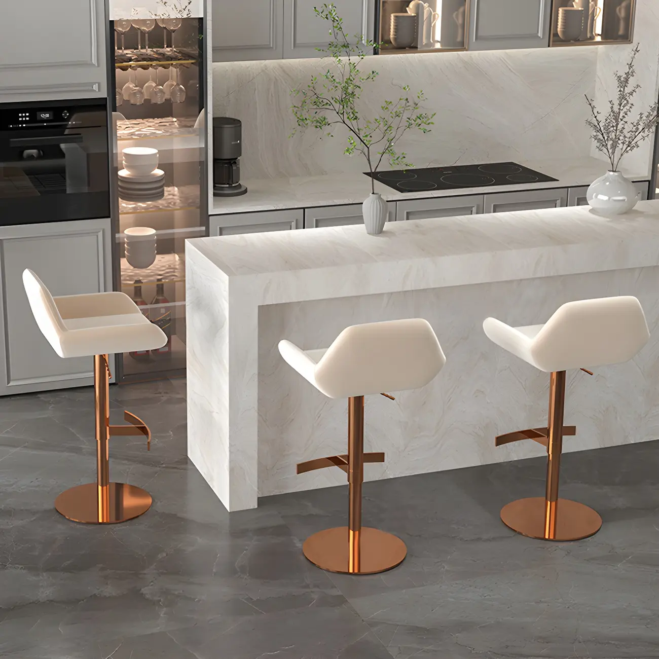 Glossy Metal Bucket Swivel Adjustable Bar Stools Image - 3 | homeyfad