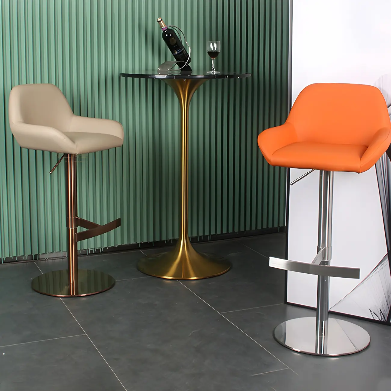 Glossy Metal Bucket Swivel Adjustable Bar Stools Image - 5 | homeyfad