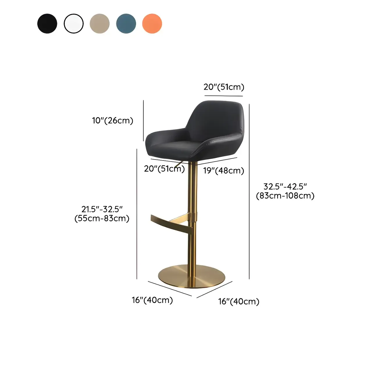 Glossy Metal Bucket Swivel Adjustable Bar Stools Image - 72