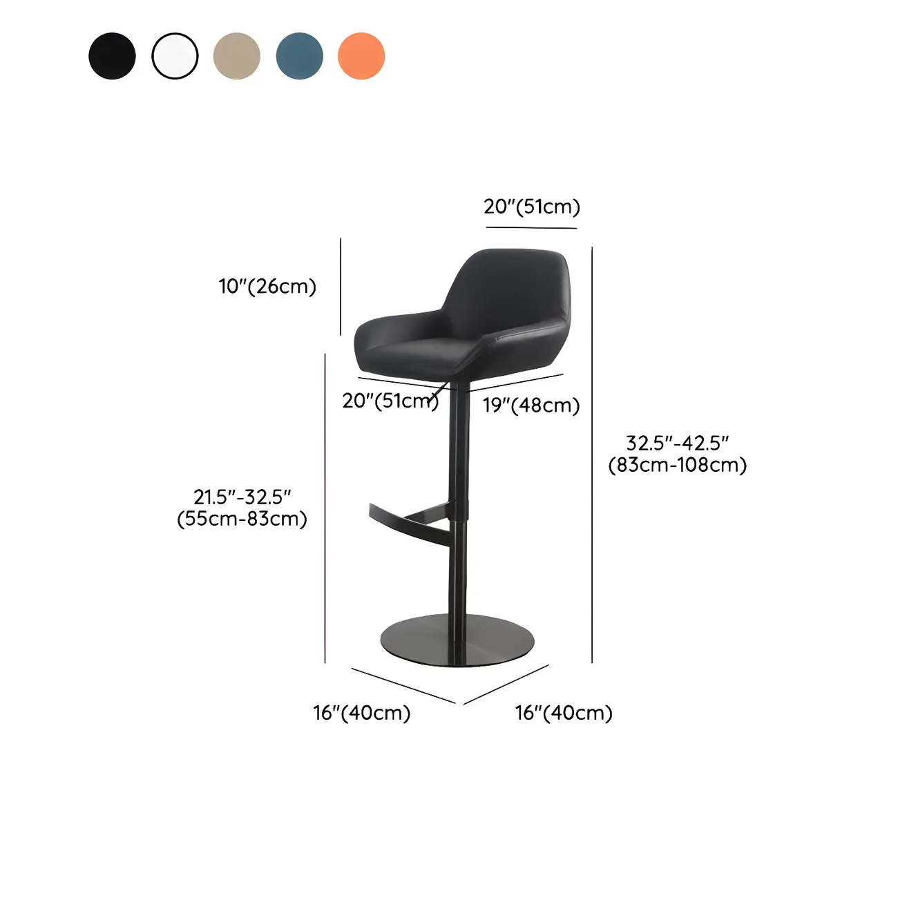 Glossy Metal Bucket Swivel Adjustable Bar Stools Image - 73 | homeyfad