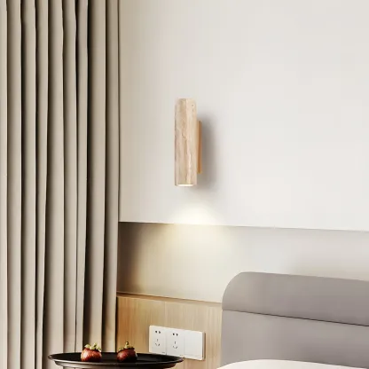 Minimalist Beige Marble Wall Sconce for Bedroom Image - 4