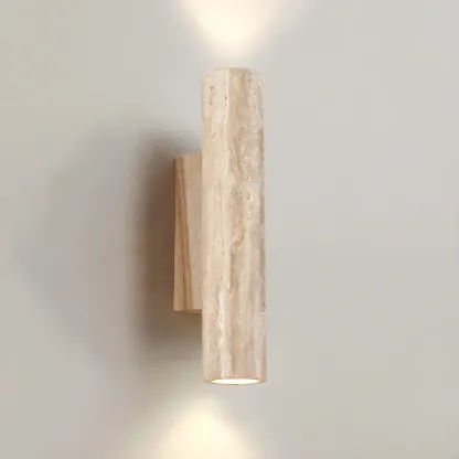 Minimalist Beige Marble Wall Sconce for Bedroom Image - 8