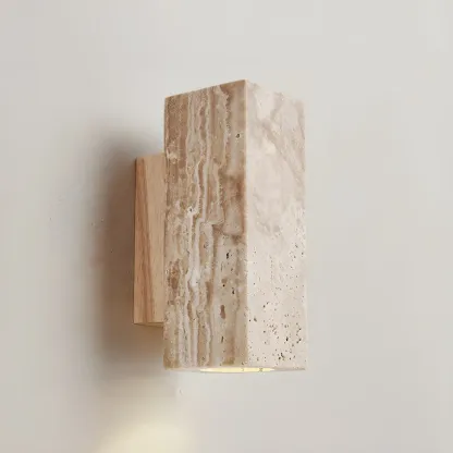 Minimalist Beige Marble Wall Sconce for Bedroom Image - 15