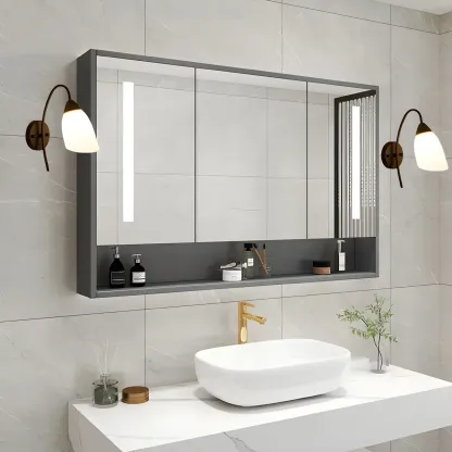 Modern Metal Black Arc Bathroom Vanity Light with Glass Shade