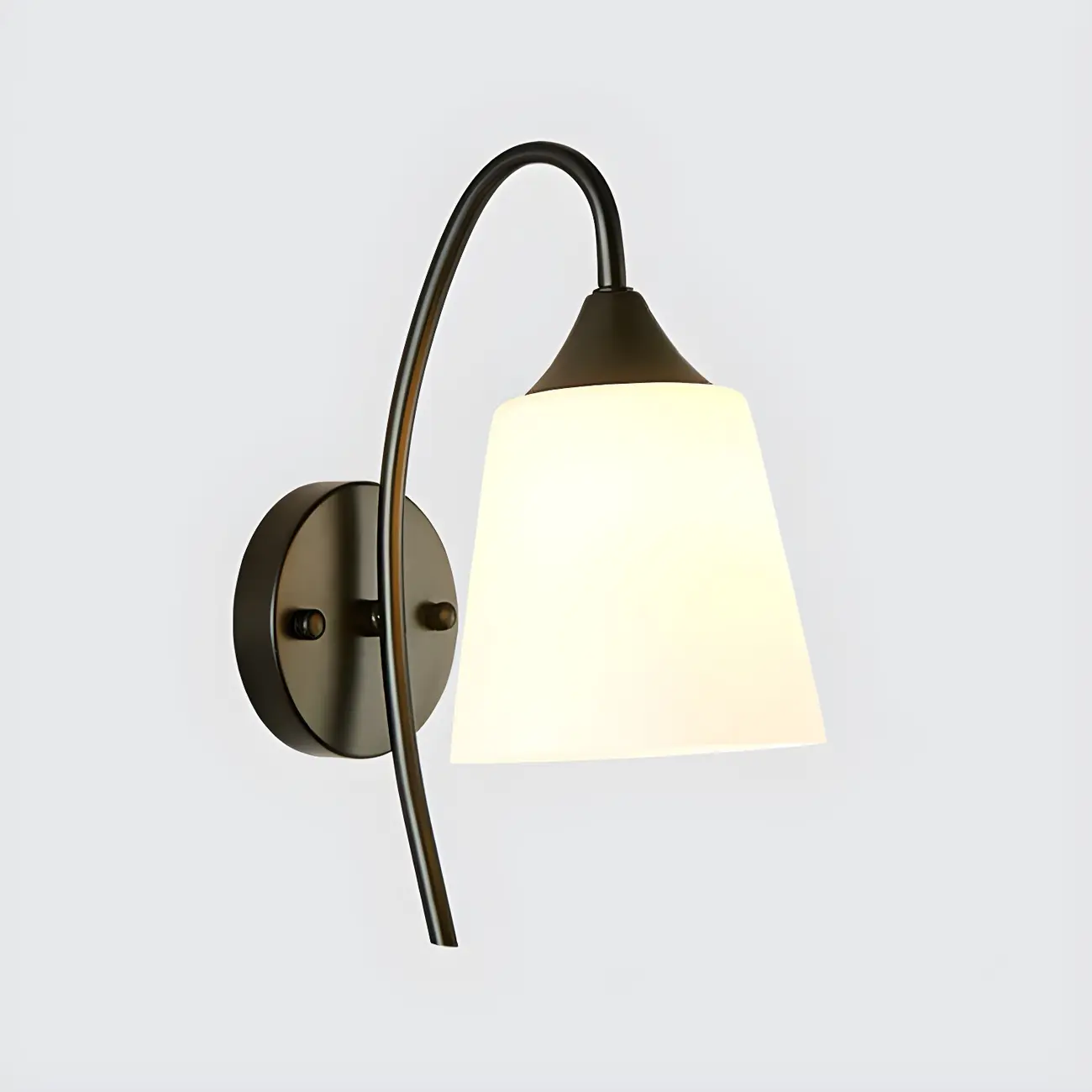 Modern Metal Black Arc Bathroom Vanity Light with Glass Shade | homeyfad