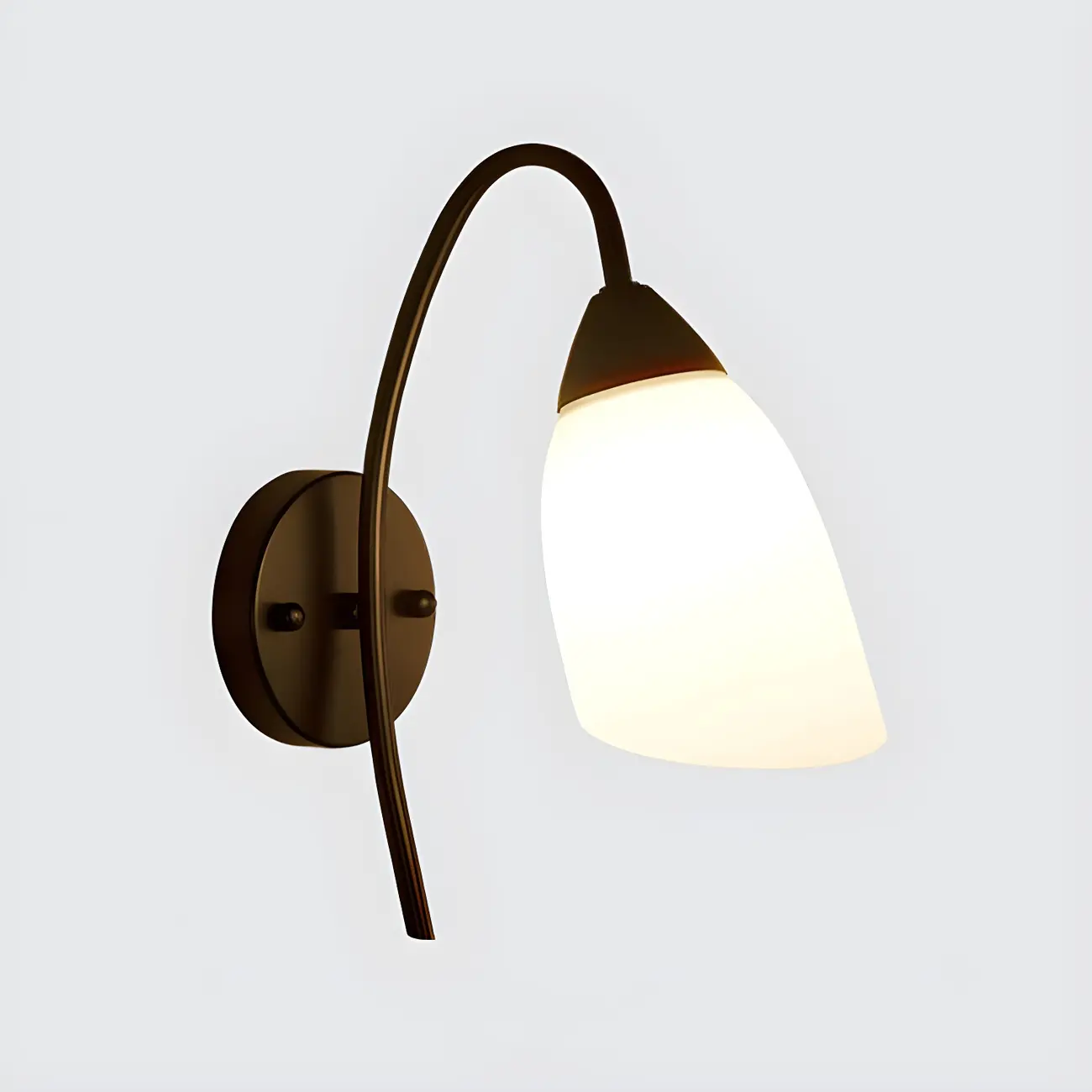 Modern Metal Black Arc Bathroom Vanity Light with Glass Shade | homeyfad