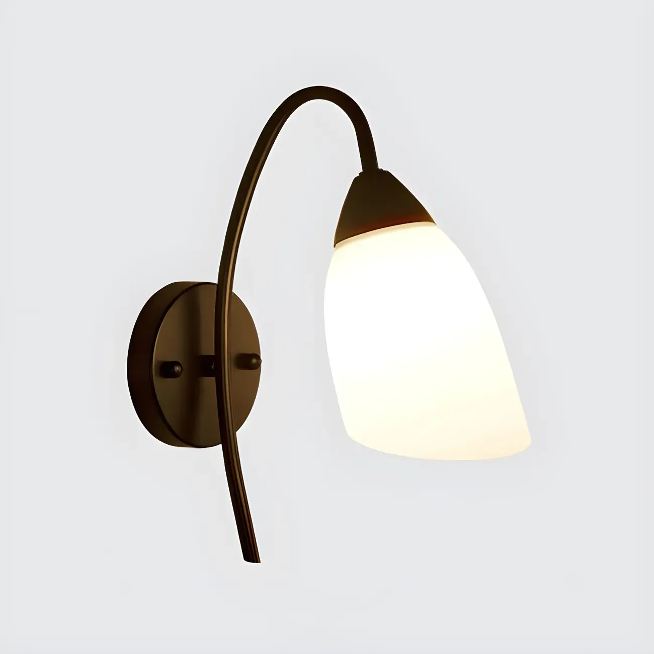 Modern Metal Black Arc Bathroom Vanity Light with Glass Shade