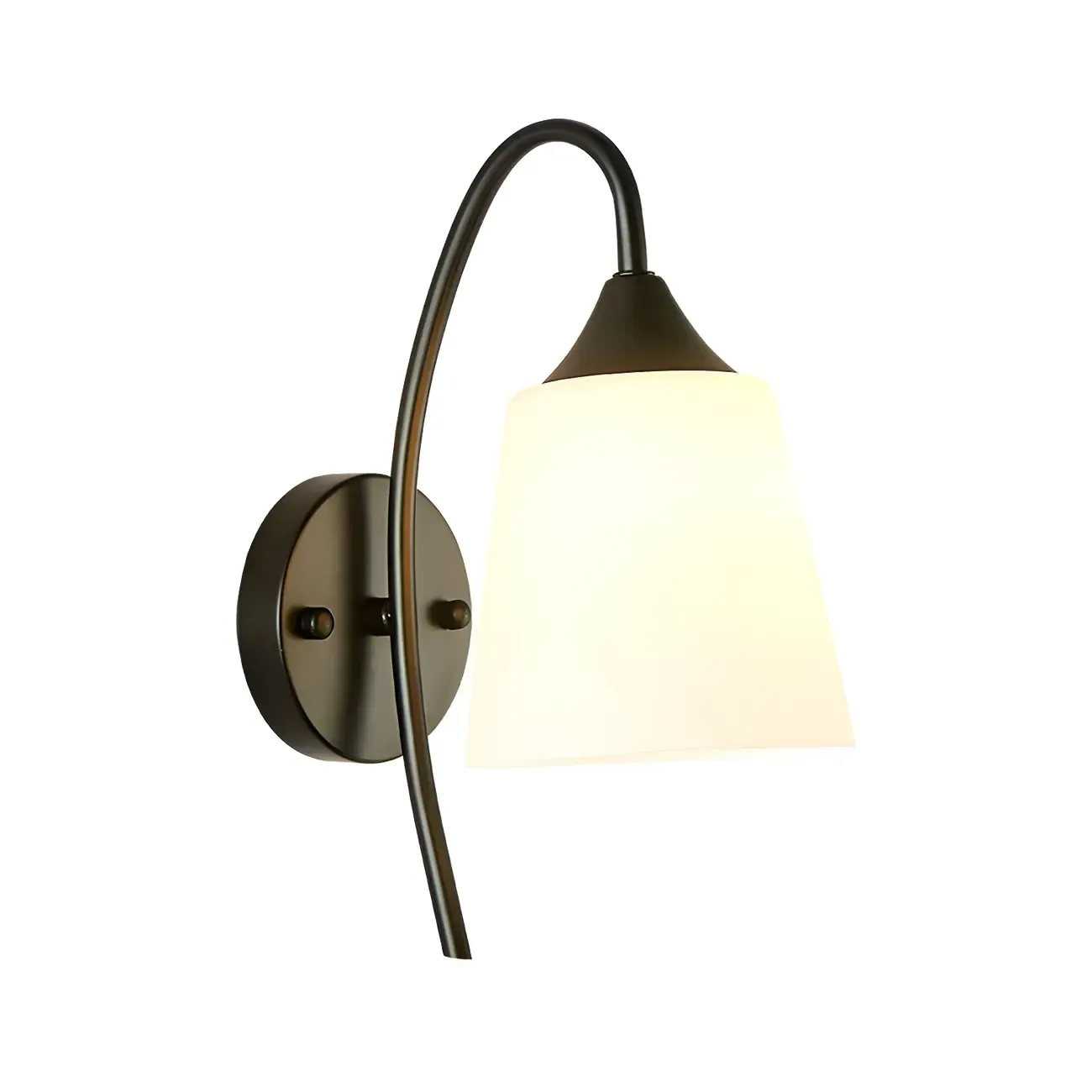 Modern Metal Black Arc Bathroom Vanity Light with Glass Shade