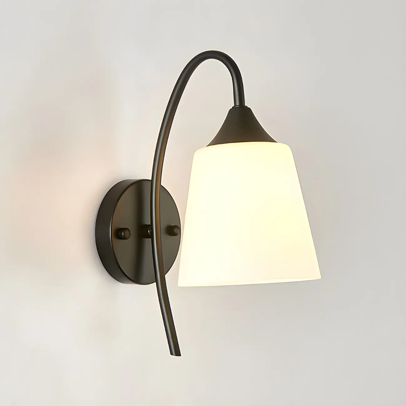 Modern Metal Black Arc Bathroom Vanity Light with Glass Shade | homeyfad
