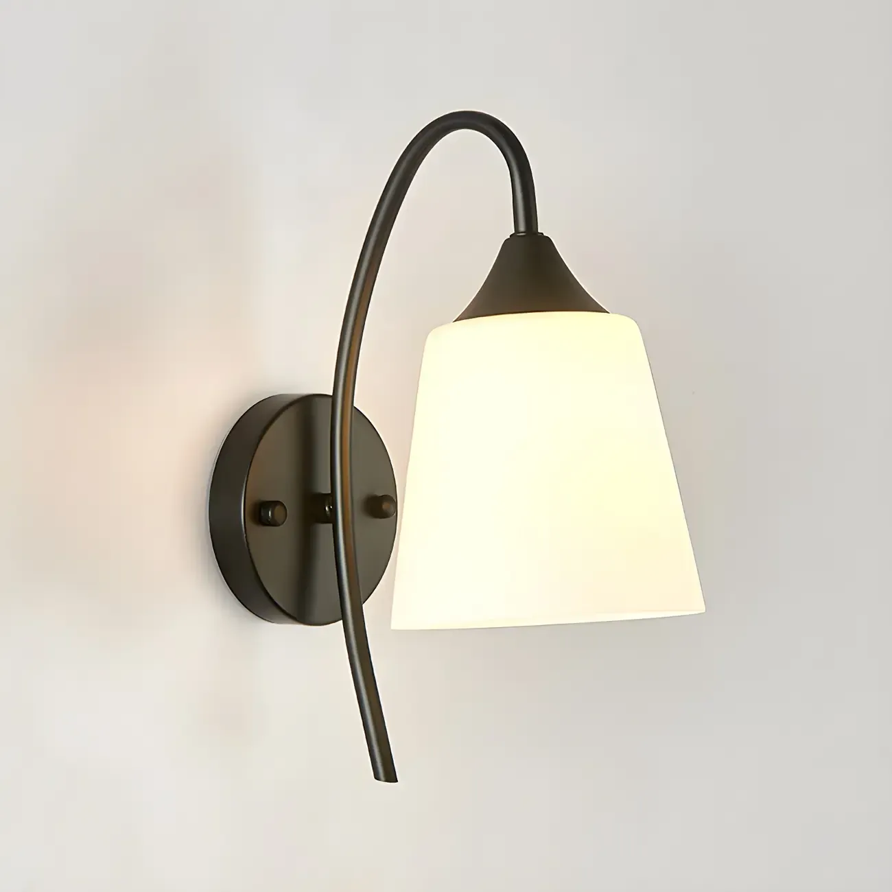 Modern Metal Black Arc Bathroom Vanity Light with Glass Shade