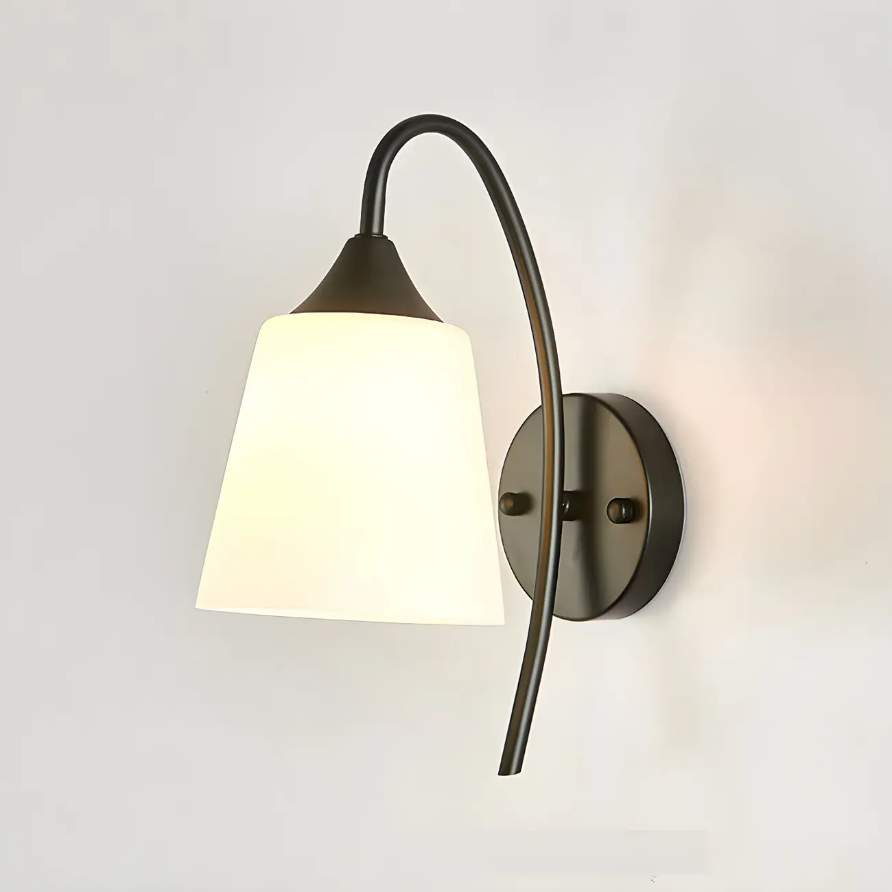 Modern Metal Black Arc Bathroom Vanity Light with Glass Shade | homeyfad