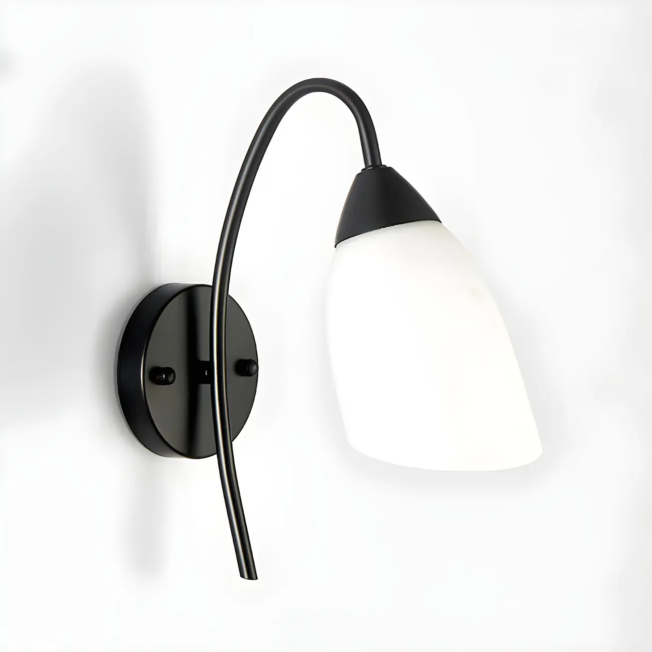 Modern Metal Black Arc Bathroom Vanity Light with Glass Shade | homeyfad
