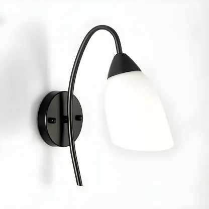 Modern Metal Black Arc Bathroom Vanity Light with Glass Shade