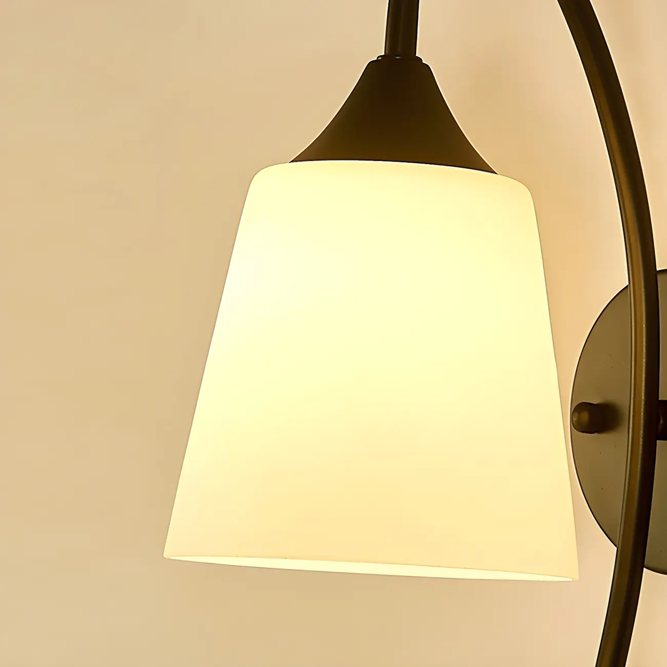 Modern Metal Black Arc Bathroom Vanity Light with Glass Shade | homeyfad