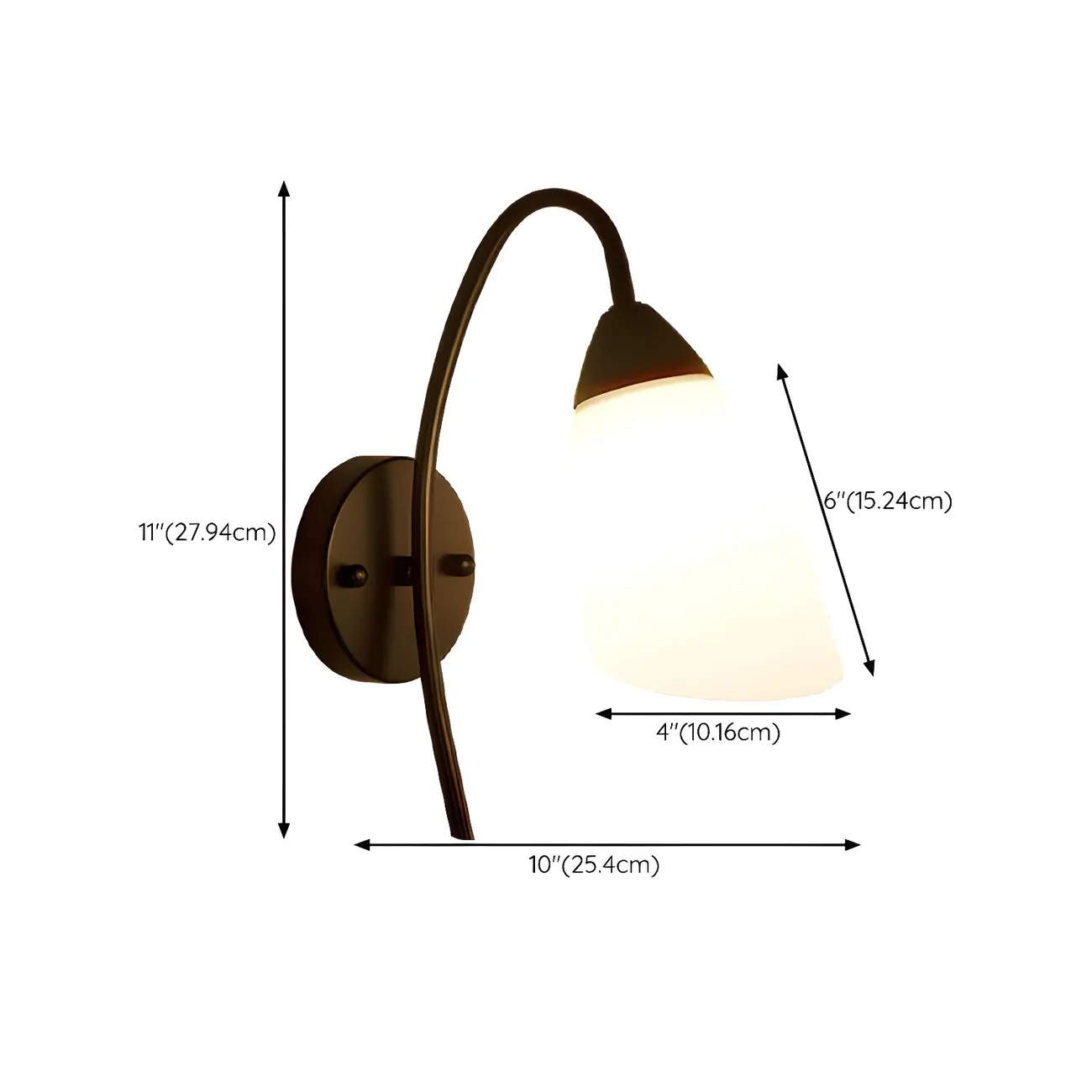 Modern Metal Black Arc Bathroom Vanity Light with Glass Shade | homeyfad