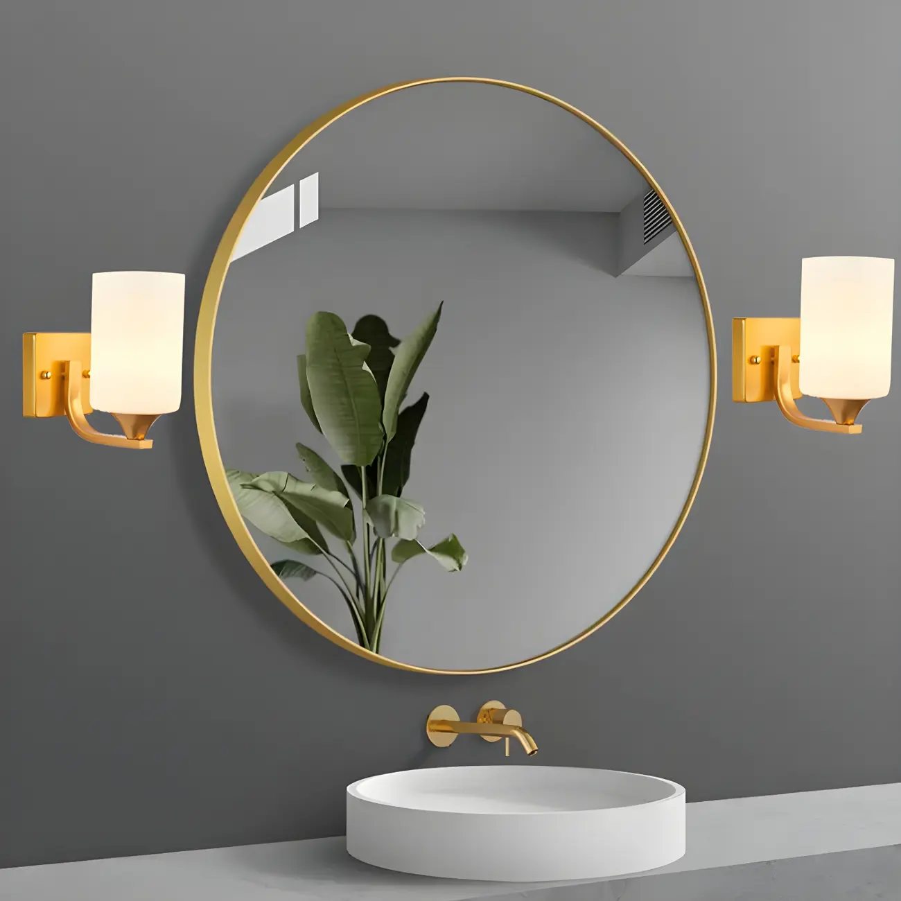 Gold Modern Cylinder Glass Shade Bathroom Vanity Light | homeyfad