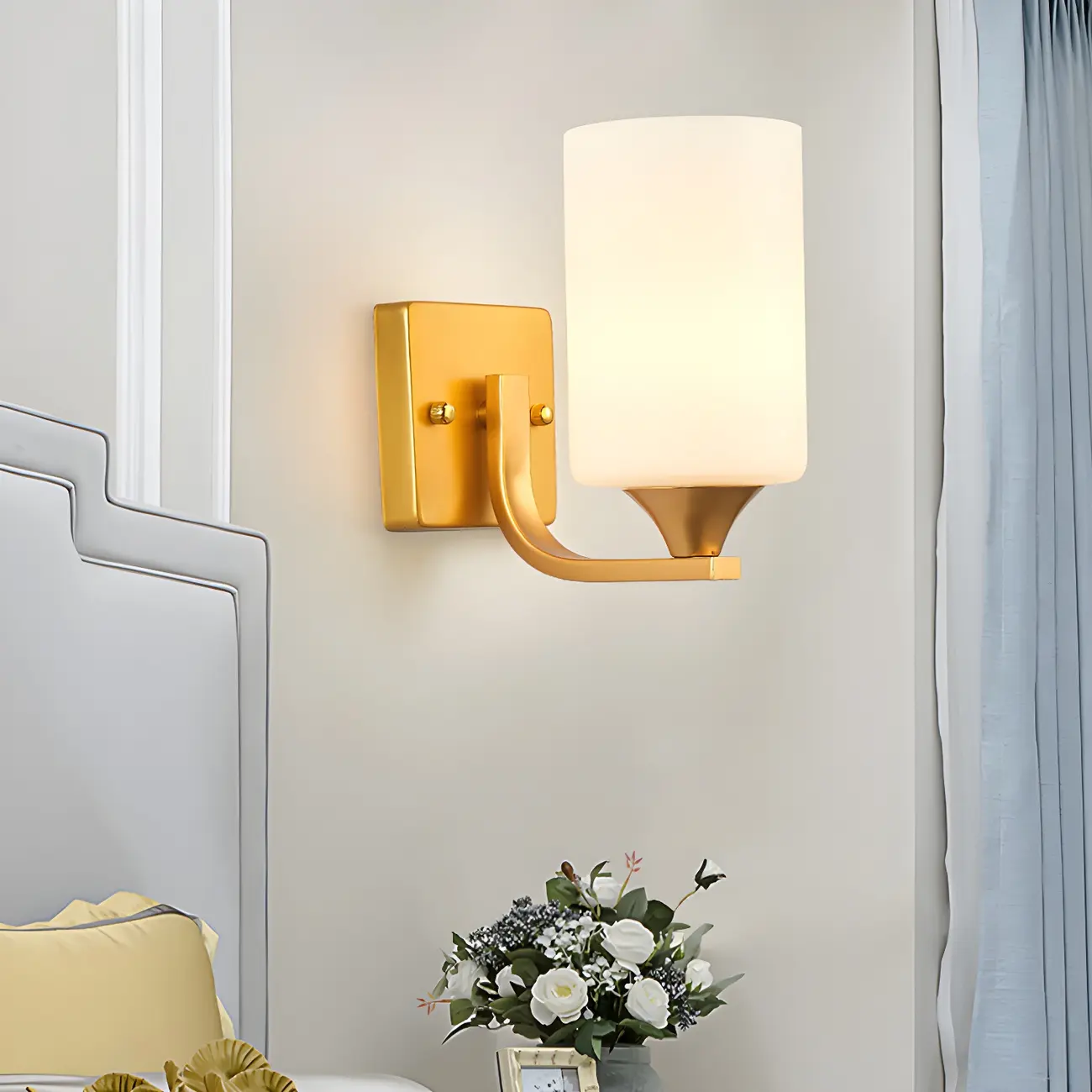 Gold Modern Cylinder Glass Shade Bathroom Vanity Light | homeyfad